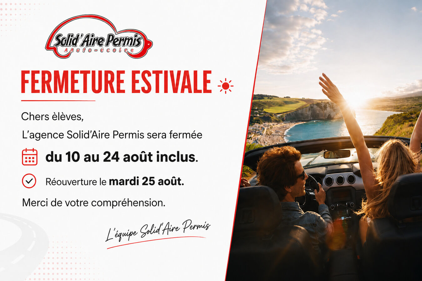 Fermeture estivale Solidaire Permis